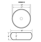 Bathroom Vessel Sink Round White Circular Above Counter Porcelain Ceramic