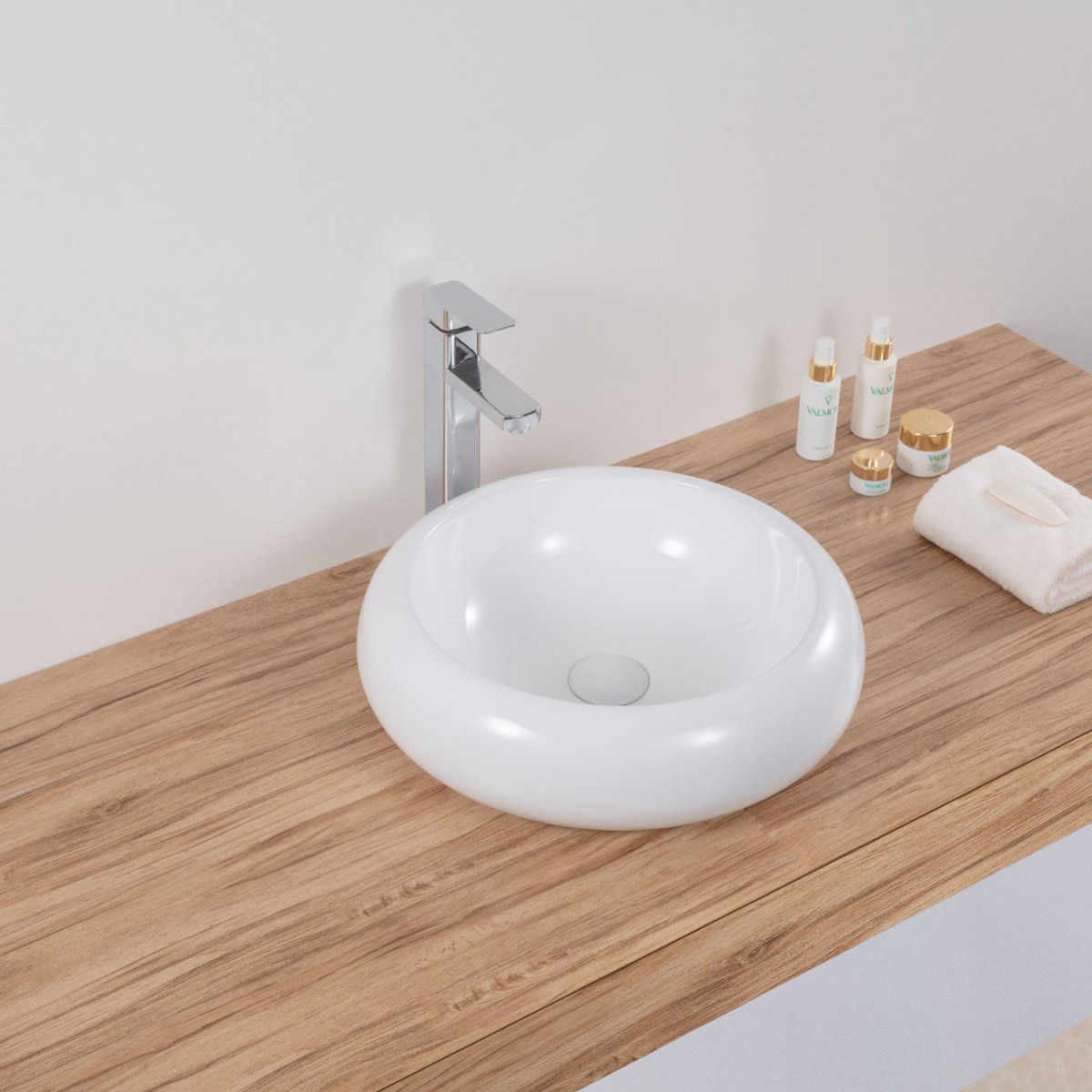 Bathroom Vessel Sink Round White Circular Above Counter Porcelain Ceramic