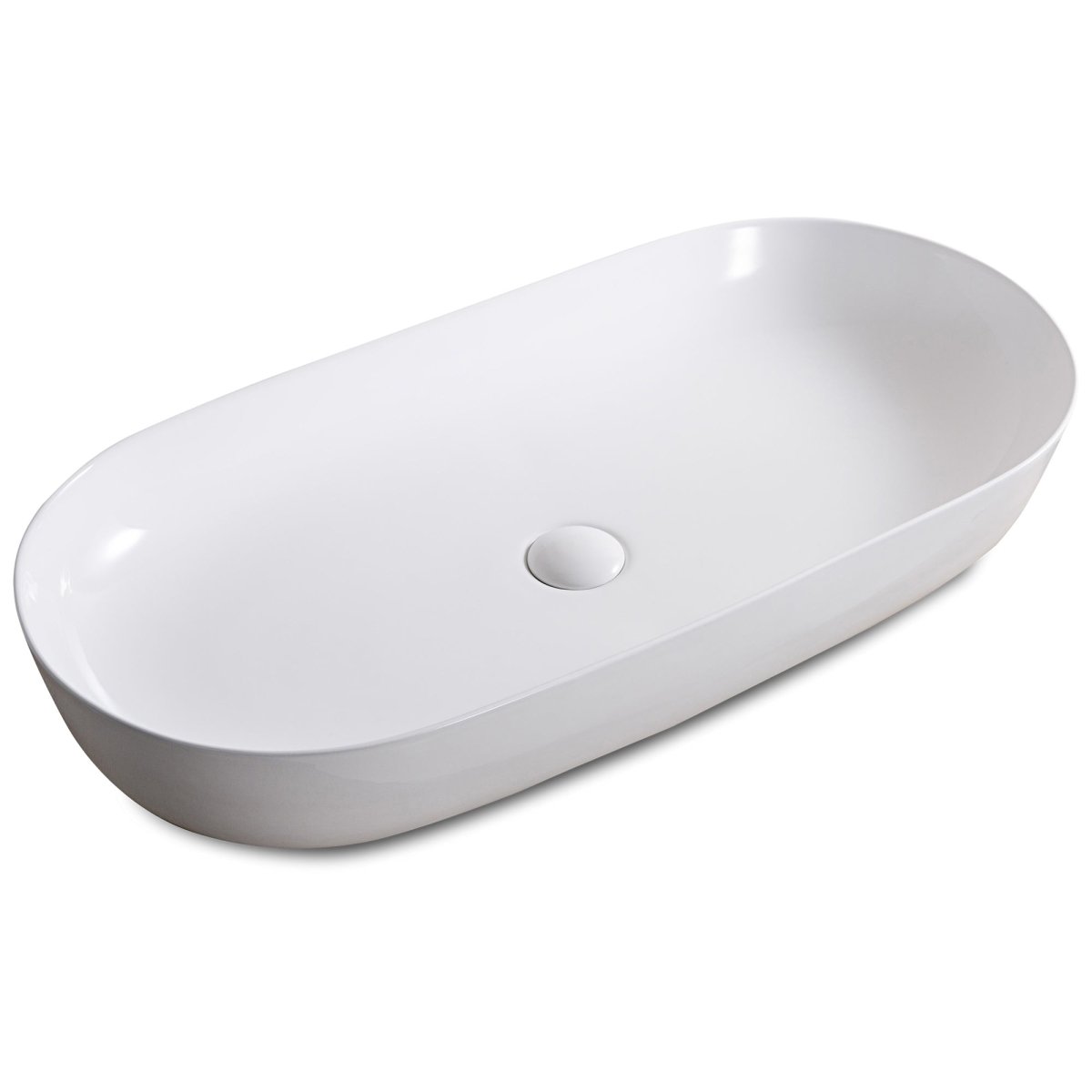 Bathroom Vessel Sink White Oval Above Counter Vanity Porcelain Ceramic