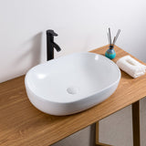 Bathroom Vessel Sink White Oval Above Counter Vanity Porcelain Ceramic