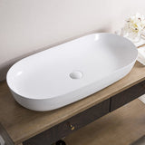 Bathroom Vessel Sink White Oval Above Counter Vanity Porcelain Ceramic