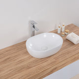 Bathroom Vessel Sink White Oval Above Counter Vanity Porcelain Ceramic