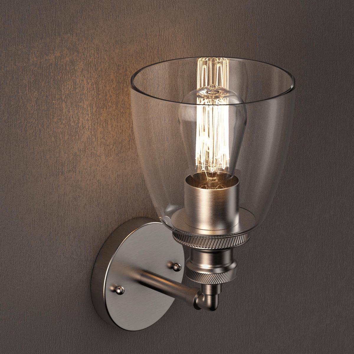 Bell Shape Wall Sconce Lighting Fixture, Brushed Nickel Finish, E26 Base, UL Listed for Dry Location, 3 Years Warranty