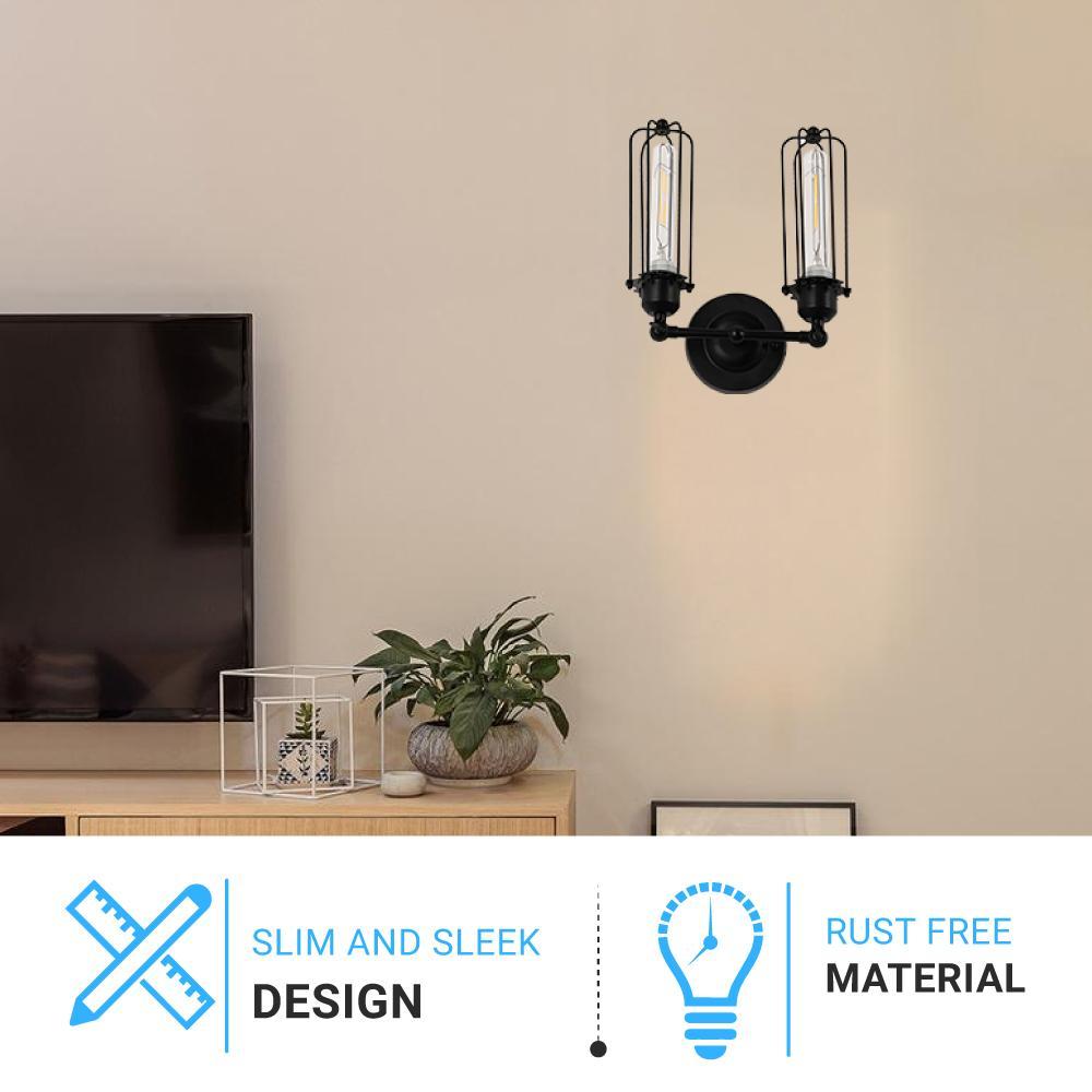 Birdcage Shape Bathroom Light Fixtures, Matte Black Finish, 1-Light/2-Light, E26 Base, UL Listed, For Dry Locations, Wall Mount, Bathroom Vanity Lighting