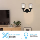 Birdcage Shape Bathroom Light Fixtures, Wall Mount, Matte Black with Clear Glass Shade, 1-Light/2-Light/3-Light, E26 Base, For Damp Locations, Vanity Lighting