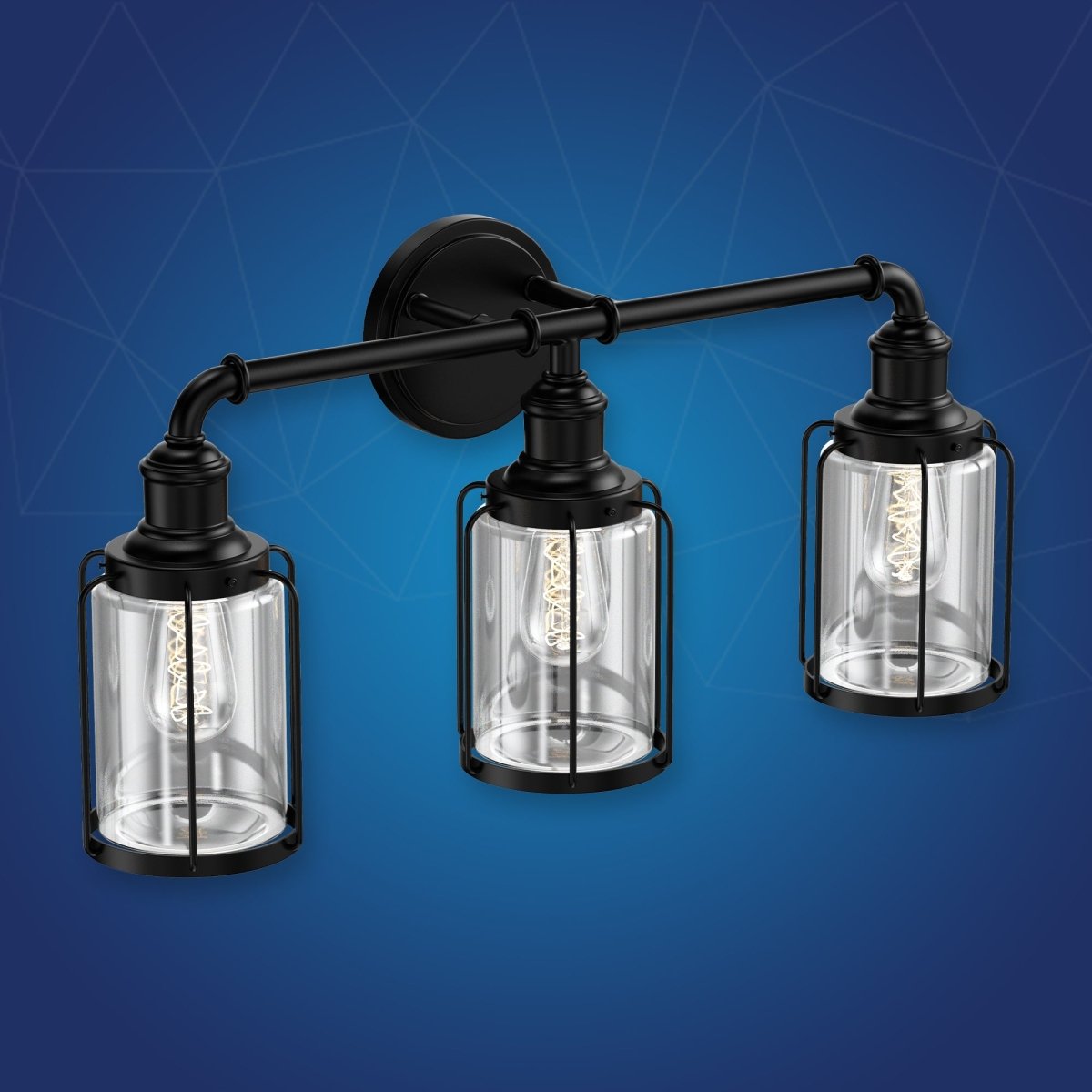 Birdcage Shape Bathroom Light Fixtures, Wall Mount, Matte Black with Clear Glass Shade, 1-Light/2-Light/3-Light, E26 Base, For Damp Locations, Vanity Lighting