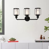 Birdcage Shape Bathroom Light Fixtures, Wall Mount, Matte Black with Clear Glass Shade, 1-Light/2-Light/3-Light, E26 Base, For Damp Locations, Vanity Lighting