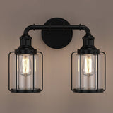 Birdcage Shape Bathroom Light Fixtures, Wall Mount, Matte Black with Clear Glass Shade, 1-Light/2-Light/3-Light, E26 Base, For Damp Locations, Vanity Lighting