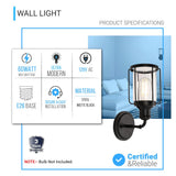 Birdcage Shape Bathroom Light Fixtures, Wall Mount, Matte Black with Clear Glass Shade, 1-Light/2-Light/3-Light, E26 Base, For Damp Locations, Vanity Lighting