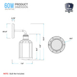 Birdcage Shape Bathroom Light Fixtures, Wall Mount, Matte Black with Clear Glass Shade, 1-Light/2-Light/3-Light, E26 Base, For Damp Locations, Vanity Lighting
