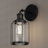 Birdcage Shape Bathroom Light Fixtures, Wall Mount, Matte Black with Clear Glass Shade, 1-Light/2-Light/3-Light, E26 Base, For Damp Locations, Vanity Lighting