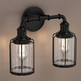 Birdcage Shape Bathroom Light Fixtures, Wall Mount, Matte Black with Clear Glass Shade, 1-Light/2-Light/3-Light, E26 Base, For Damp Locations, Vanity Lighting