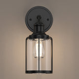 Birdcage Shape Bathroom Light Fixtures, Wall Mount, Matte Black with Clear Glass Shade, 1-Light/2-Light/3-Light, E26 Base, For Damp Locations, Vanity Lighting
