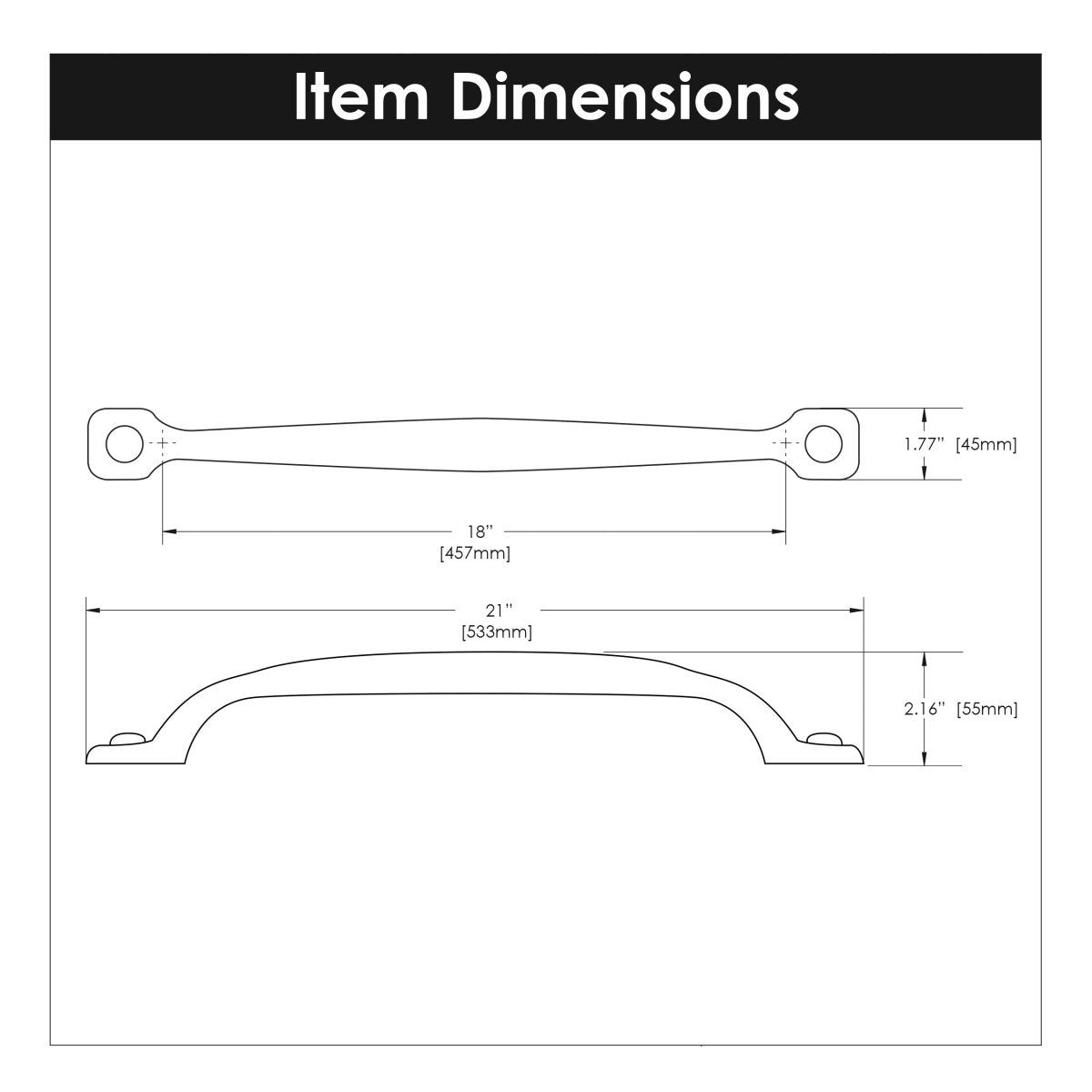 Black Appliance Pull 18 Inch Center to Center - Hickory Hardware