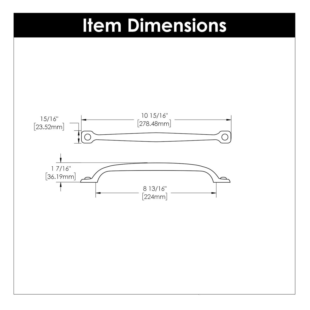 Black Cabinet Pull - 8-13/16 Inch (224mm) Center to Center - Hickory Hardware