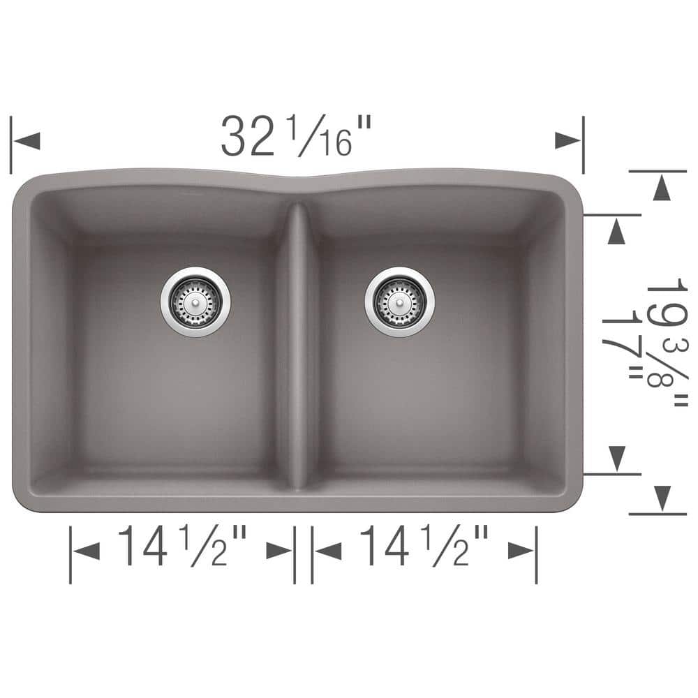 Blanco 32 inch Diamond Double Bowl Undermount Silgranit Kitchen Sink 50/50