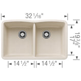 Blanco 32 inch Diamond Double Bowl Undermount Silgranit Kitchen Sink 50/50
