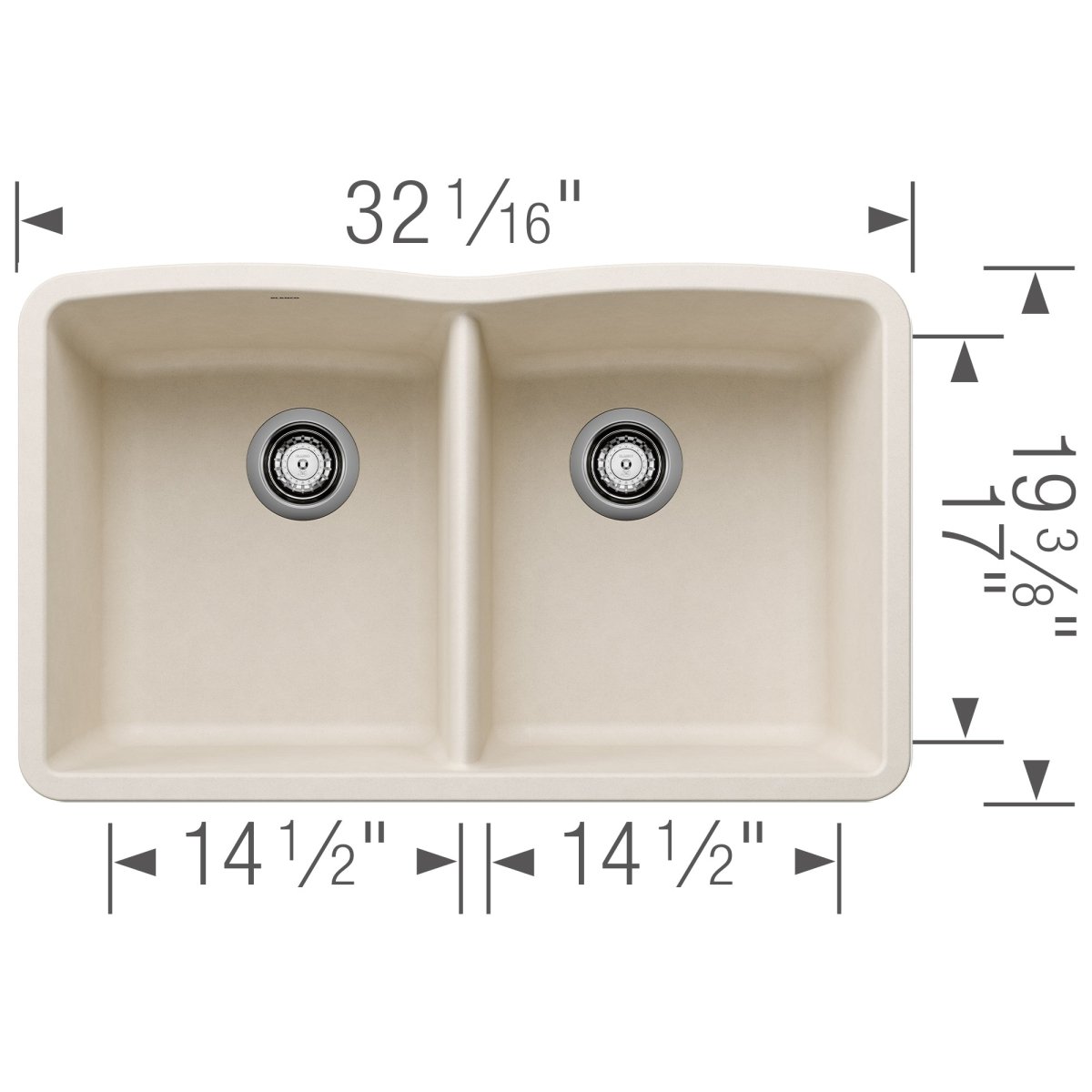 Blanco 32 inch Diamond Double Bowl Undermount Silgranit Kitchen Sink 50/50