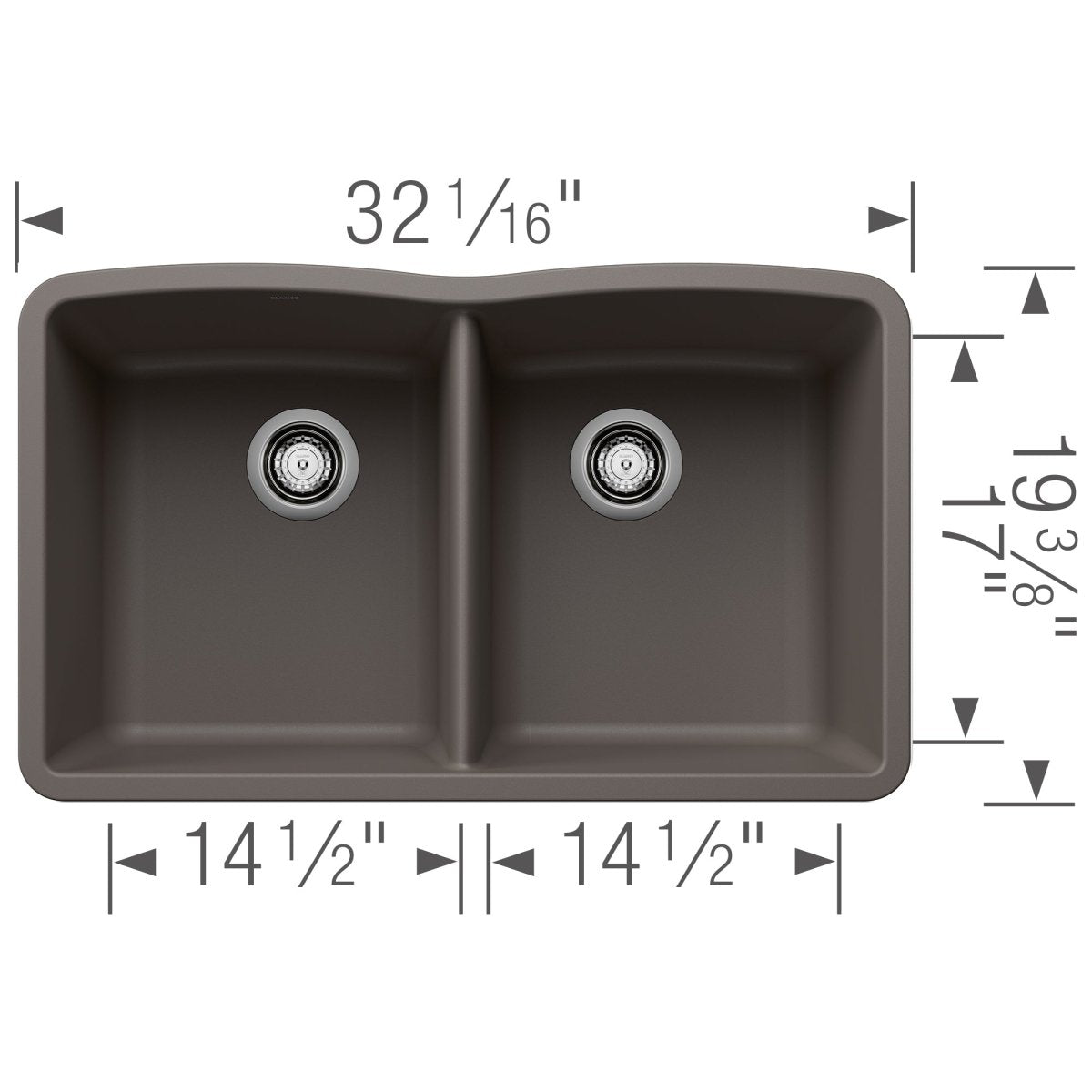 Blanco 32 inch Diamond Double Bowl Undermount Silgranit Kitchen Sink 50/50