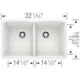 Blanco 32 inch Diamond Double Bowl Undermount Silgranit Kitchen Sink 50/50