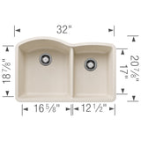 Blanco 32 inch Double Bowl Undermount Kitchen Sink - 60/40