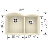 Blanco 32 inch Double Bowl Undermount Kitchen Sink - 60/40