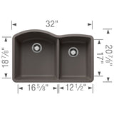 Blanco 32 inch Double Bowl Undermount Kitchen Sink - 60/40