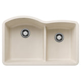 Blanco Diamond 32 Inch 60/40 Double Bowl Undermount Kitchen Sink with Low Divide 60/40
