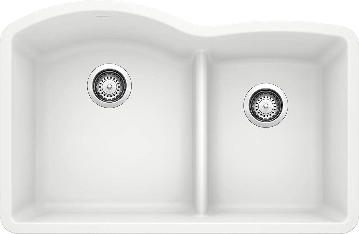 Blanco Diamond 32 Inch 60/40 Double Bowl Undermount Kitchen Sink with Low Divide 60/40