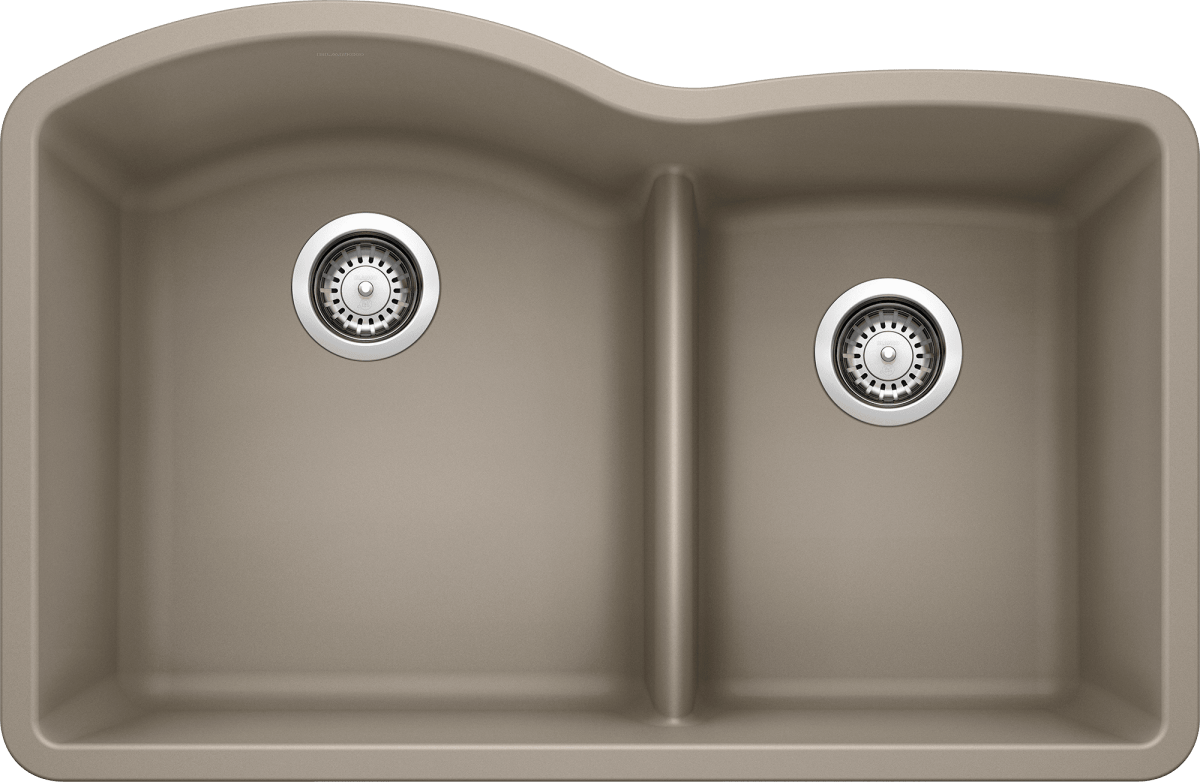 Blanco Diamond 32 Inch 60/40 Double Bowl Undermount Kitchen Sink with Low Divide 60/40