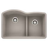 Blanco Diamond 32 Inch 60/40 Double Bowl Undermount Kitchen Sink with Low Divide 60/40