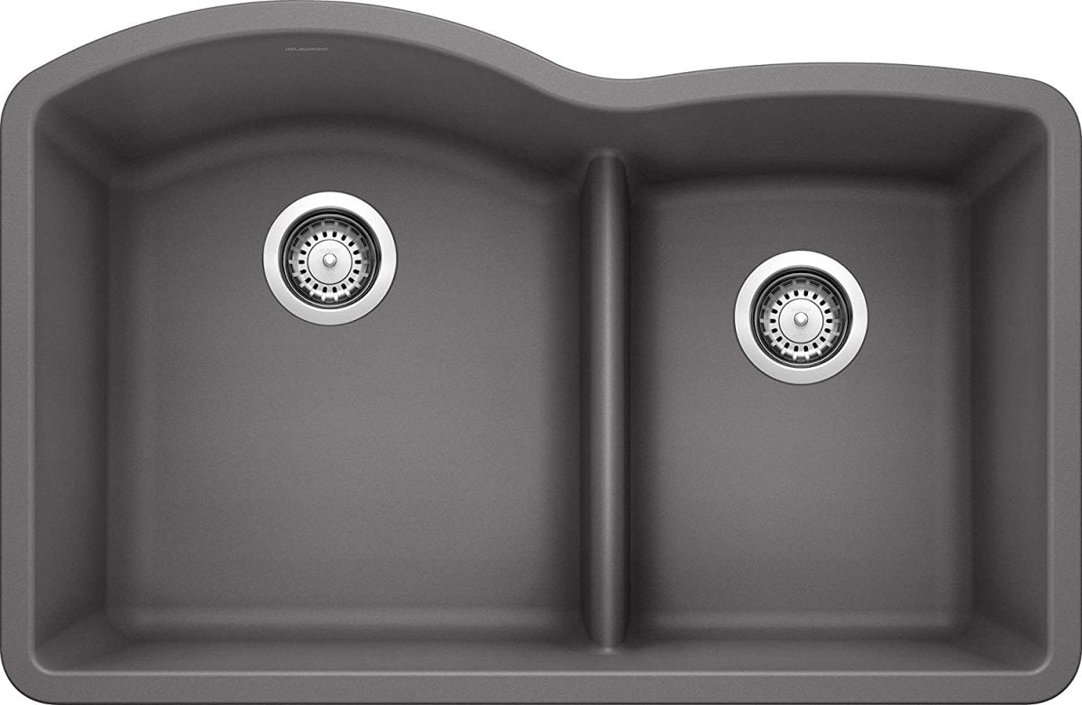 Blanco Diamond 32 Inch 60/40 Double Bowl Undermount Kitchen Sink with Low Divide 60/40