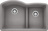 Blanco Diamond 32 Inch 60/40 Double Bowl Undermount Kitchen Sink with Low Divide 60/40