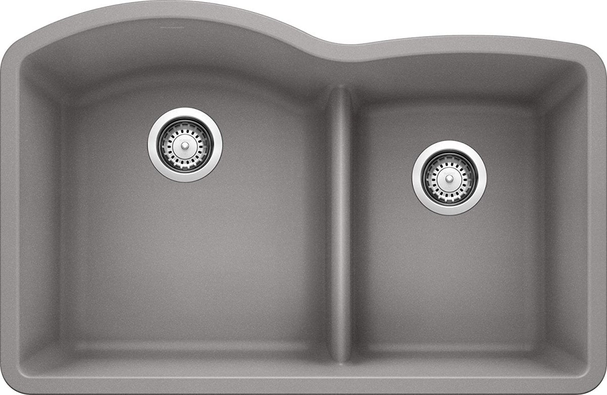 Blanco Diamond 32 Inch 60/40 Double Bowl Undermount Kitchen Sink with Low Divide 60/40
