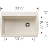 Blanco Diamond 33-1/2 Inch Super Single Bowl 9.5 Inch Depth Undermount Kitchen Sink