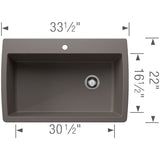 Blanco Diamond 33-1/2 Inch Super Single Bowl 9.5 Inch Depth Undermount Kitchen Sink