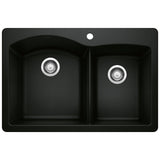 Blanco Diamond 33 Inch Silgranit Dual Mount 1 Hole 60/40 Double Bowl Kitchen Sink