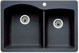 Blanco Diamond 33 Inch Silgranit Dual Mount 1 Hole 60/40 Double Bowl Kitchen Sink