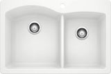 Blanco Diamond 33 Inch Silgranit Dual Mount 1 Hole 60/40 Double Bowl Kitchen Sink