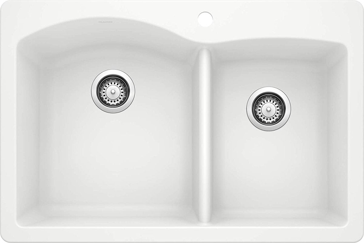 Blanco Diamond 33 Inch Silgranit Dual Mount 1 Hole 60/40 Double Bowl Kitchen Sink