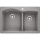 Blanco Diamond 33 Inch Silgranit Dual Mount 1 Hole 60/40 Double Bowl Kitchen Sink