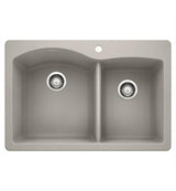 Blanco Diamond 33 Inch Silgranit Dual Mount 1 Hole 60/40 Double Bowl Kitchen Sink