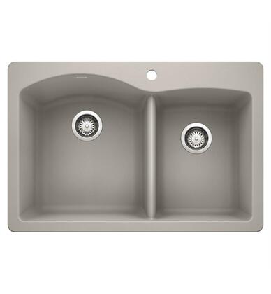 Blanco Diamond 33 Inch Silgranit Dual Mount 1 Hole 60/40 Double Bowl Kitchen Sink