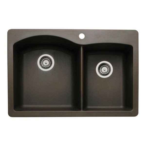 Blanco Diamond 33 Inch Silgranit Dual Mount 1 Hole 60/40 Double Bowl Kitchen Sink