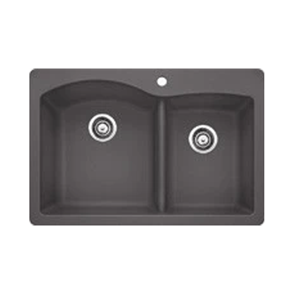 Blanco Diamond 33 Inch Silgranit Dual Mount 1 Hole 60/40 Double Bowl Kitchen Sink