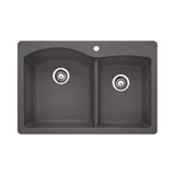 Blanco Diamond 33 Inch Silgranit Dual Mount 1 Hole 60/40 Double Bowl Kitchen Sink