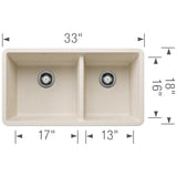 Blanco Precis 33 Inch Double Bowl Silgranit Undermount Kitchen Sink - 60/40