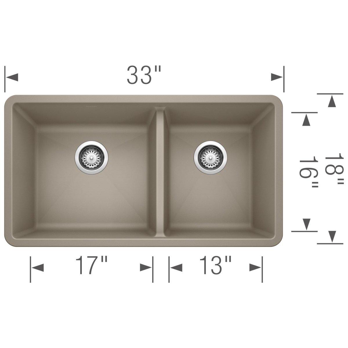 Blanco Precis 33 Inch Double Bowl Silgranit Undermount Kitchen Sink - 60/40