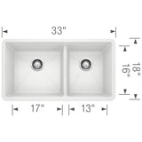 Blanco Precis 33 Inch Double Bowl Silgranit Undermount Kitchen Sink - 60/40