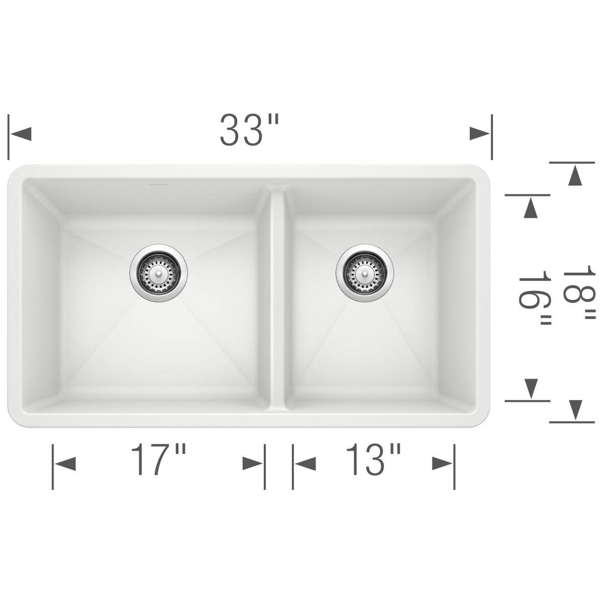Blanco Precis 33 Inch Double Bowl Silgranit Undermount Kitchen Sink - 60/40